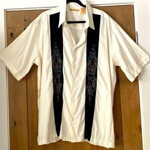 Men's 2XLT Havanera Co. Button down Shirt Wine Detail panels vacation Resort